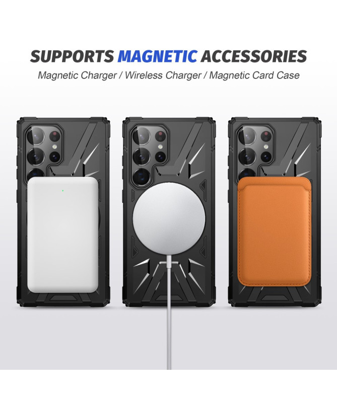 Coque Samsung Galaxy S25 Ultra multifonction avec anneau rotatif et MagSafe