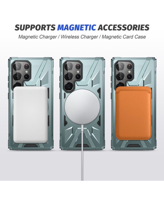 Coque Samsung Galaxy S25 Ultra multifonction avec anneau rotatif et MagSafe