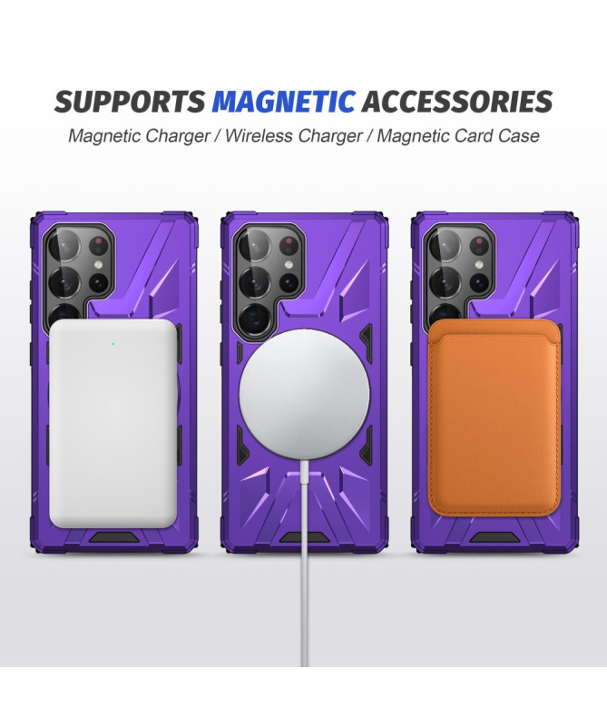 Coque Samsung Galaxy S25 Ultra multifonction avec anneau rotatif et MagSafe