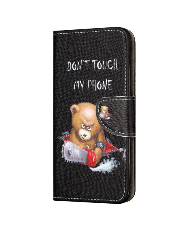 Housse Samsung Galaxy A15 5G Don't Touch My Phone avec Ours et Tronçon