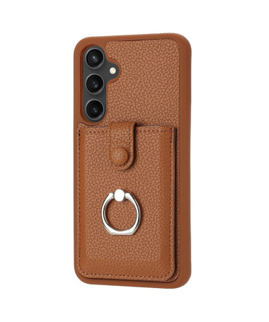 Coque Samsung Galaxy A15 4G / 5G avec porte-cartes et support anneau Marron Clair - photo 13