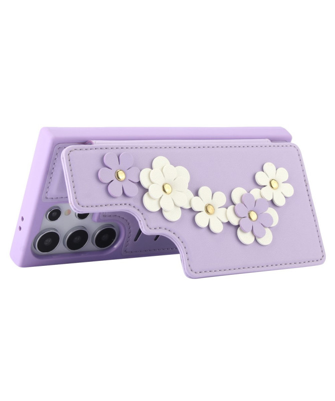 Coque Samsung Galaxy S25 Ultra avec Lanière et Portefeuille Fleuri