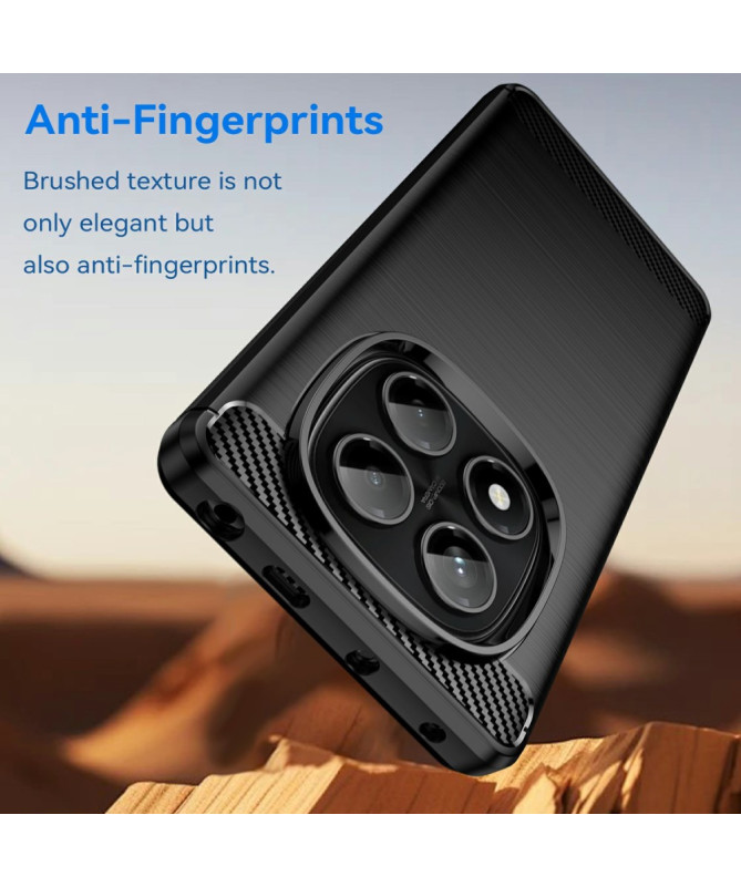 Coque Xiaomi Redmi Note 14 Pro 4G Effet Brossé avec Texture Carbone