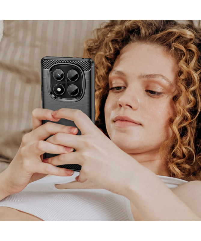 Coque Xiaomi Redmi Note 14 Pro 4G Effet Brossé avec Texture Carbone