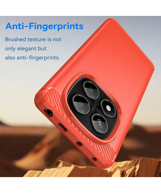 Coque Xiaomi Redmi Note 14 Pro 4G Effet Brossé avec Texture Carbone