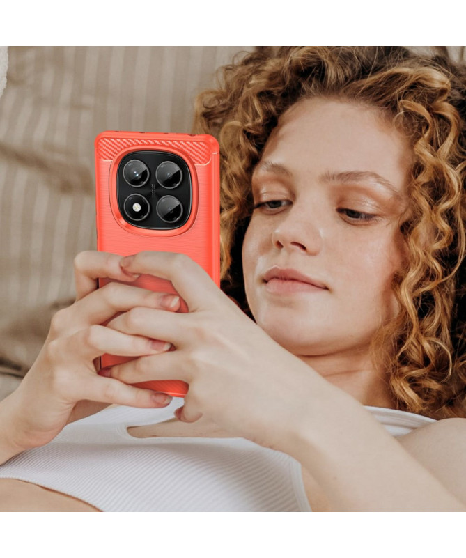 Coque Xiaomi Redmi Note 14 Pro 4G Effet Brossé avec Texture Carbone