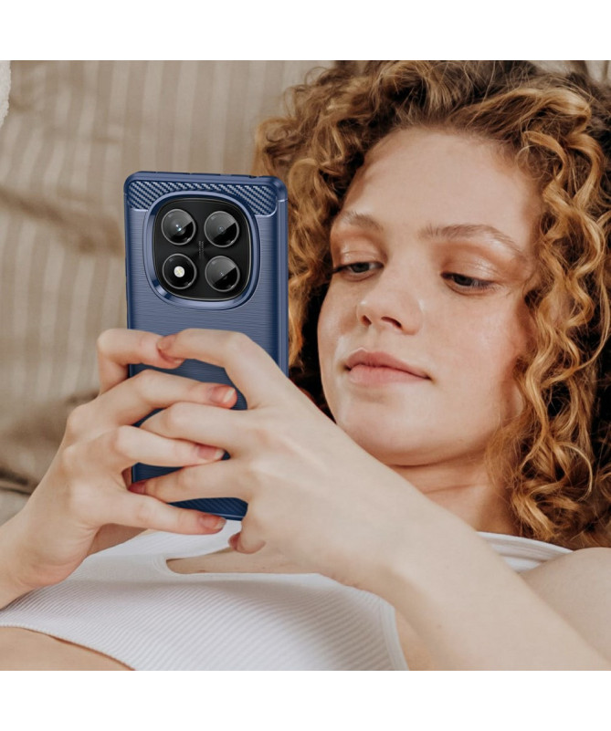 Coque Xiaomi Redmi Note 14 Pro 4G Effet Brossé avec Texture Carbone