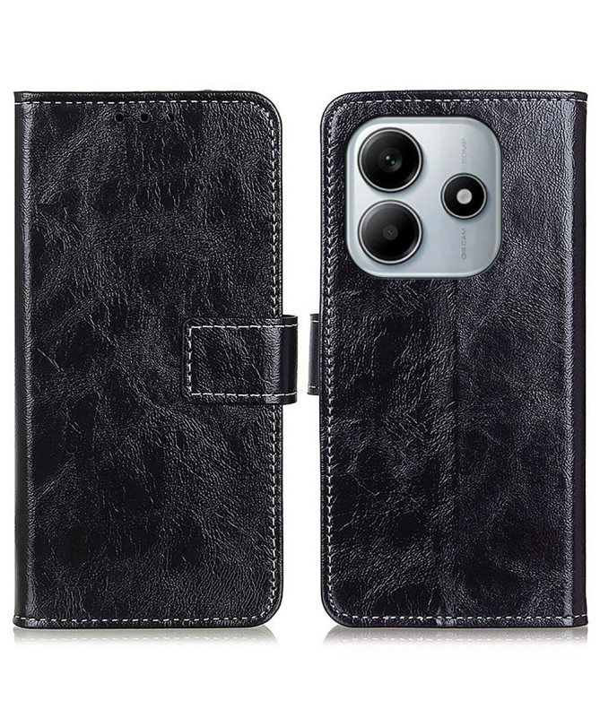 Housse Xiaomi Redmi Note 14 4G effet cuir luxueux coutures