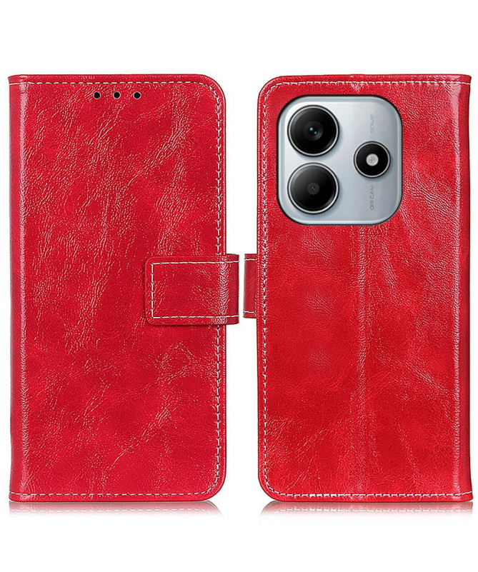 Housse Xiaomi Redmi Note 14 4G effet cuir luxueux coutures