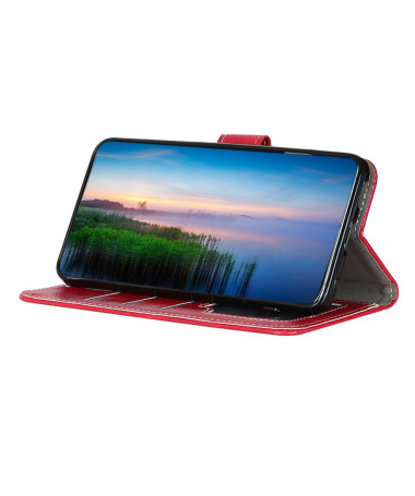 Housse Xiaomi Redmi Note 14 4G effet cuir luxueux coutures Rouge - photo 15