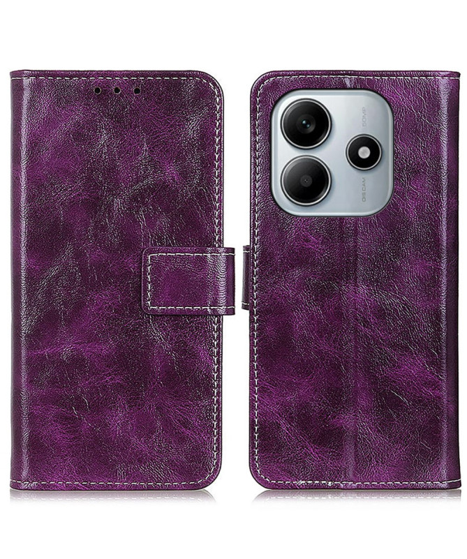 Housse Xiaomi Redmi Note 14 4G effet cuir luxueux coutures