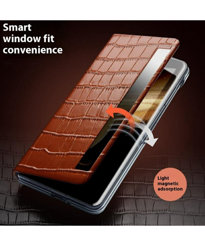 Housse Honor Magic V3 Smart View Cuir Effet Peau de crocodile