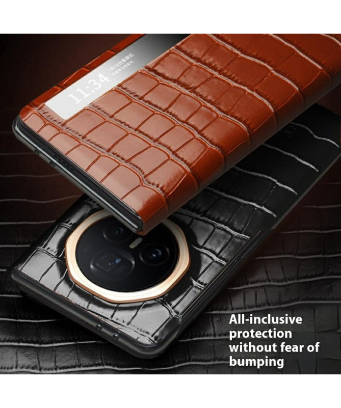 Housse Honor Magic V3 Smart View Cuir Effet Peau de crocodile