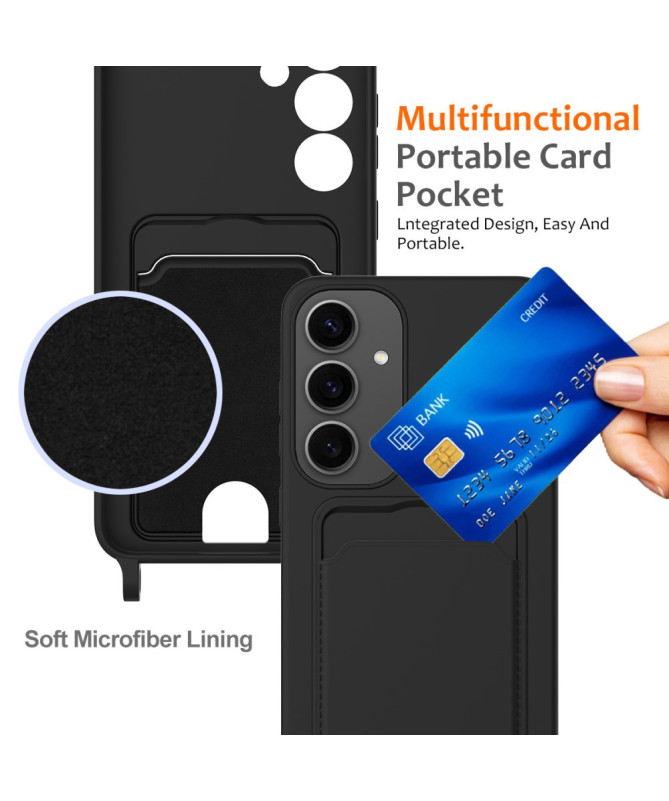 Siliclassic - Coque Samsung Galaxy A55 5G à Cordon et Porte-carte