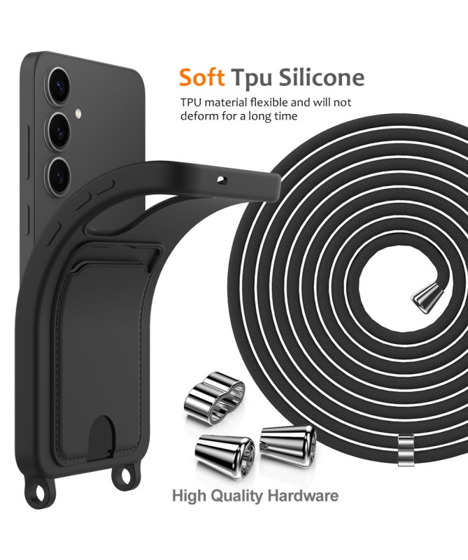 Siliclassic - Coque Samsung Galaxy A55 5G à Cordon et Porte-carte