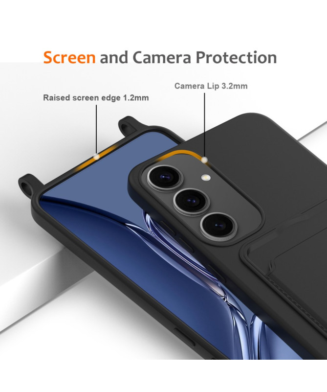 Siliclassic - Coque Samsung Galaxy A55 5G à Cordon et Porte-carte