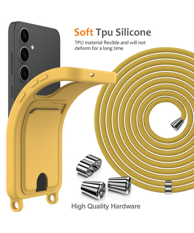 Siliclassic - Coque Samsung Galaxy A55 5G à Cordon et Porte-carte