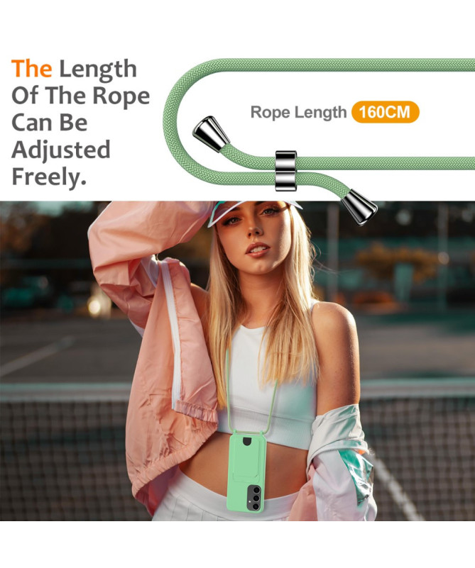 Siliclassic - Coque Samsung Galaxy A55 5G à Cordon et Porte-carte