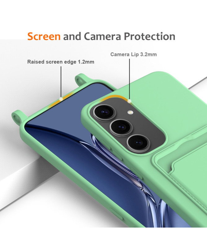 Siliclassic - Coque Samsung Galaxy A55 5G à Cordon et Porte-carte