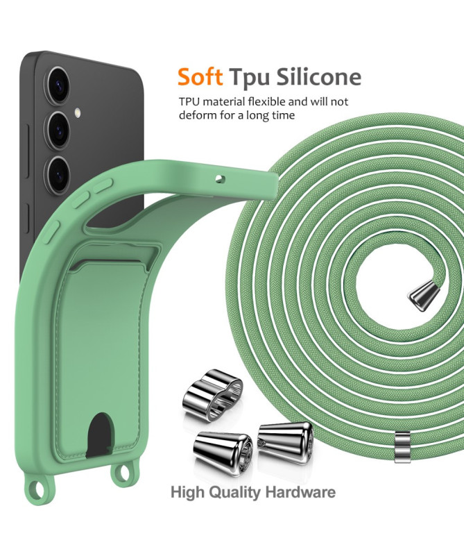 Siliclassic - Coque Samsung Galaxy A55 5G à Cordon et Porte-carte