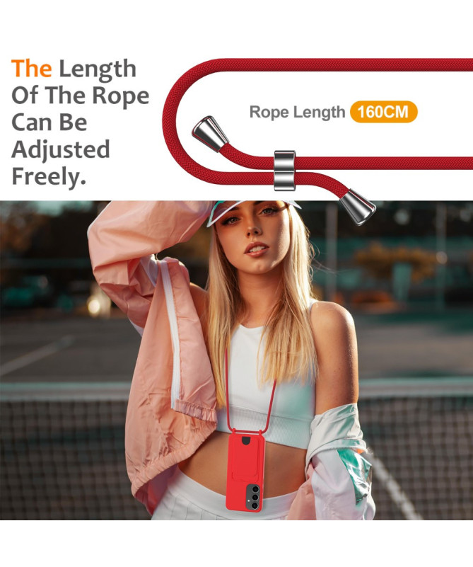 Siliclassic - Coque Samsung Galaxy A55 5G à Cordon et Porte-carte