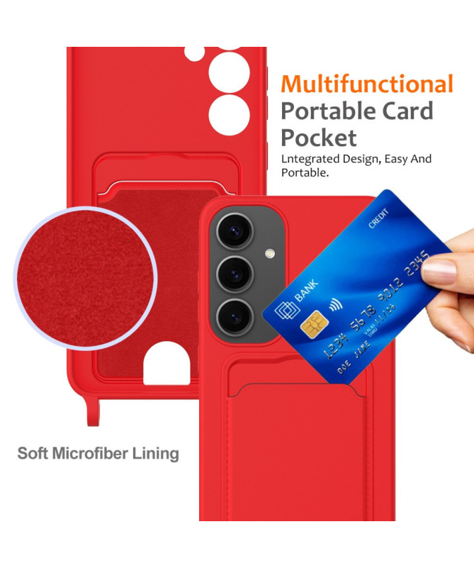 Siliclassic - Coque Samsung Galaxy A55 5G à Cordon et Porte-carte