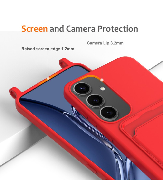 Siliclassic - Coque Samsung Galaxy A55 5G à Cordon et Porte-carte