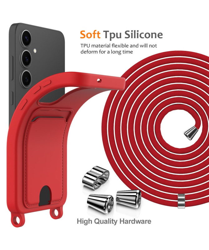 Siliclassic - Coque Samsung Galaxy A55 5G à Cordon et Porte-carte