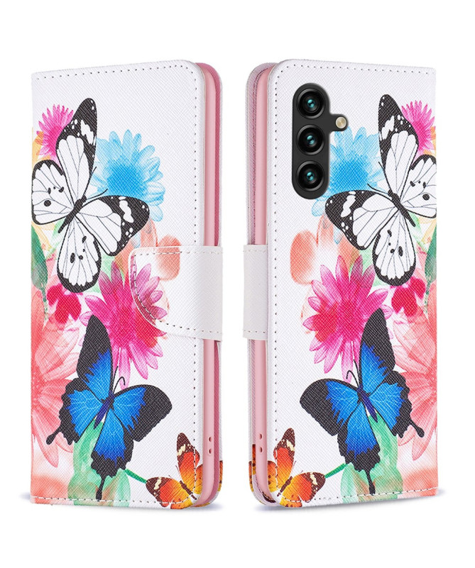 Housse Samsung Galaxy A55 5G Papillons et fleurs colorées