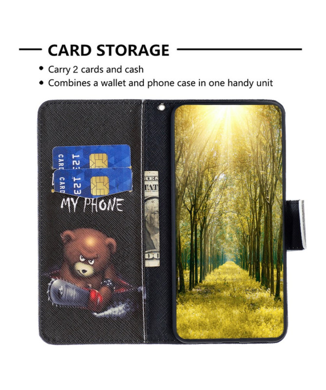 Housse Samsung Galaxy A55 5G Ours avec tronçonneuse