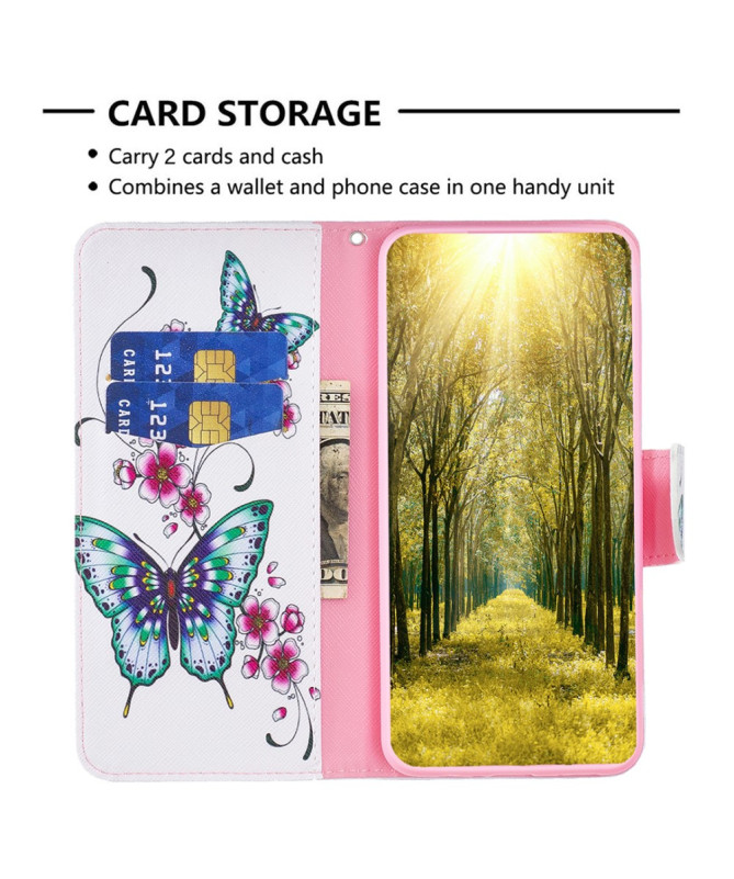 Housse Samsung Galaxy A55 5G fleurs et papillons