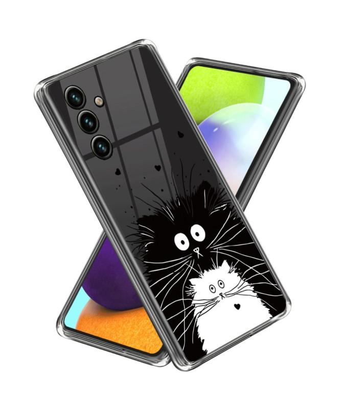 Coque Samsung Galaxy A55 5G chats noir et blanc