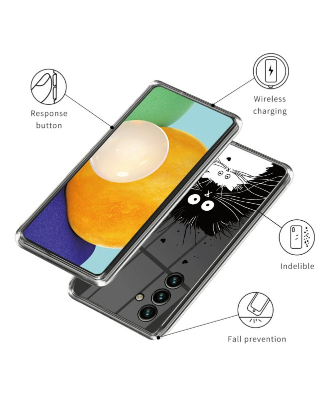 Coque Samsung Galaxy A55 5G chats noir et blanc