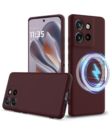 Coque Motorola Edge 50 Neo Silicone Liquide MagSafe, Lanière Vin Rouge - photo 20