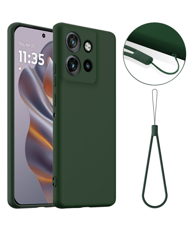 Coque Motorola Edge 50 Neo Silicone Liquide MagSafe, Lanière