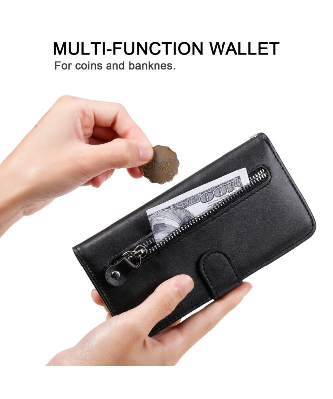 Housse Motorola Edge 50 Neo Zipper Pocket effet cuir