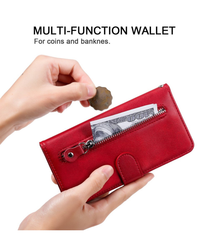 Housse Motorola Edge 50 Neo Zipper Pocket effet cuir