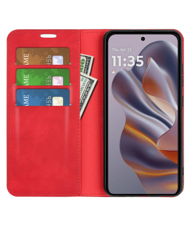 Étui Motorola Edge 50 Neo simili cuir fonction stand Rouge - photo 11