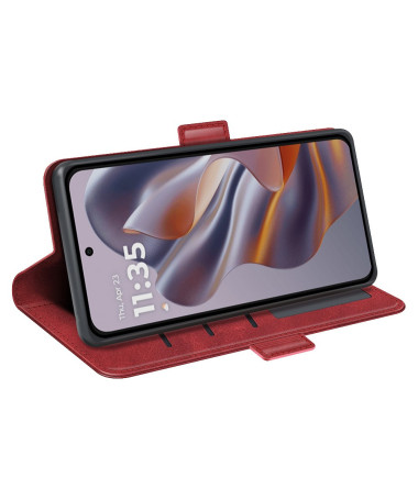 Étui Motorola Edge 50 Neo portefeuille revêtement simili cuir mat Rouge - photo 13