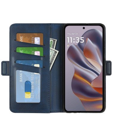 Étui Motorola Edge 50 Neo portefeuille revêtement simili cuir mat Bleu marine - photo 20