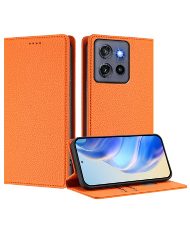 Housse Motorola Edge 50 Neo Flip Cover Texture Grainée Orange - photo 8
