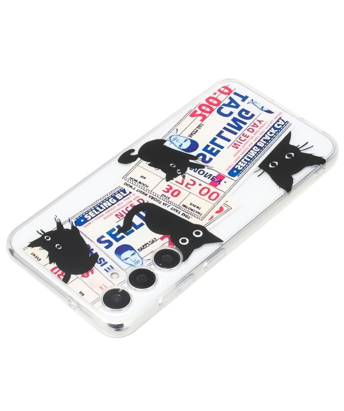 Coque Samsung Galaxy A35 5G Chats Curieux et Tickets Vintage