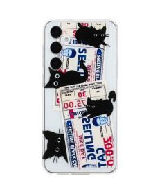Coque Samsung Galaxy A35 5G Chats Curieux et Tickets Vintage
