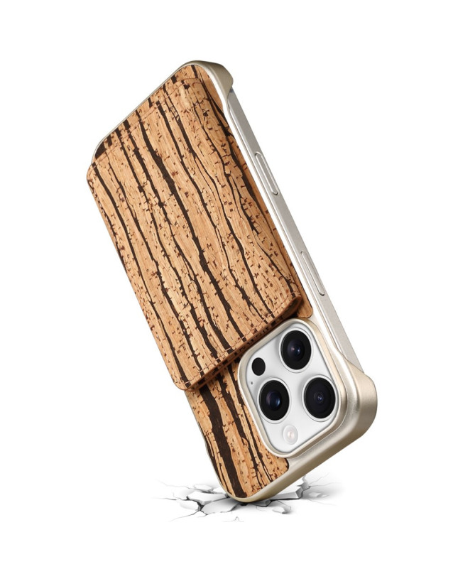 Coque iPhone 16 Pro Max MagFolio Wood | Motif Bois & MagSafe