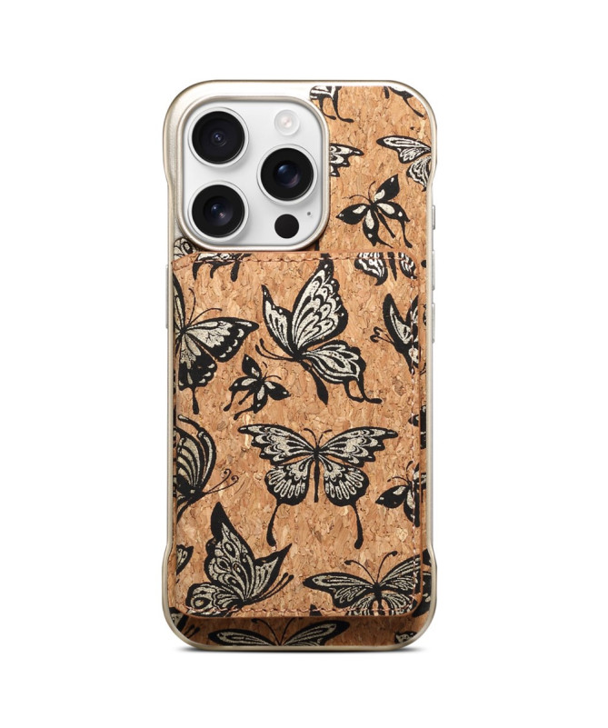 Coque iPhone 16 Pro Max MagFolio Nature | Papillons & Effet Liège