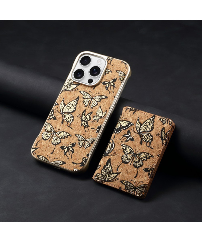 Coque iPhone 16 Pro Max MagFolio Nature | Papillons & Effet Liège