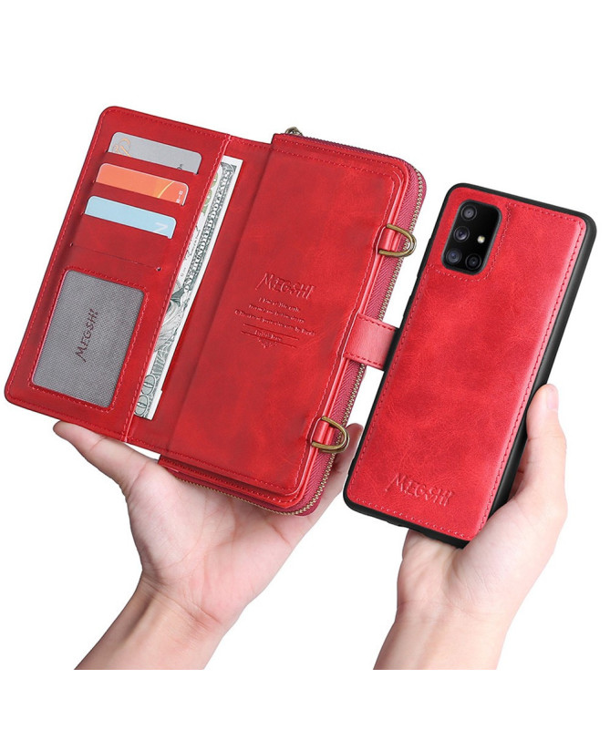 Coque Samsung Galaxy A71 5G Housse Portefeuille Détachable & Bandouliè