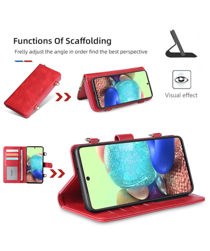 Coque Samsung Galaxy A71 5G Housse Portefeuille Détachable & Bandouliè