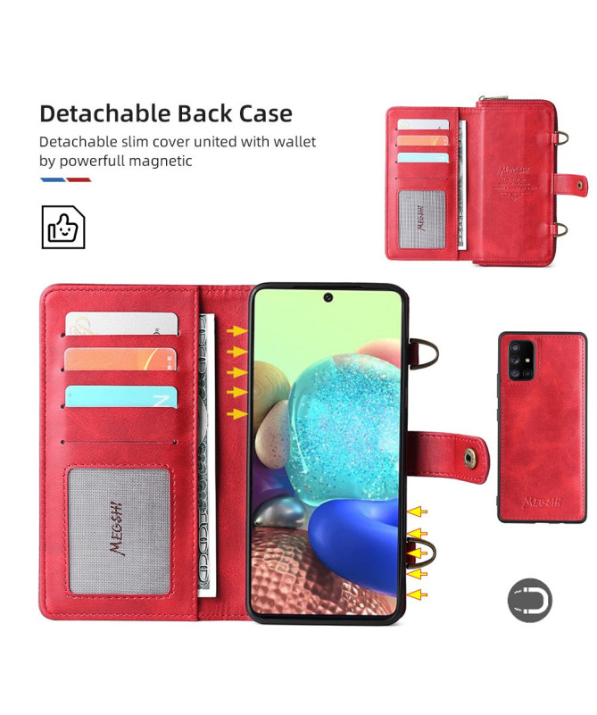 Coque Samsung Galaxy A71 5G Housse Portefeuille Détachable & Bandouliè