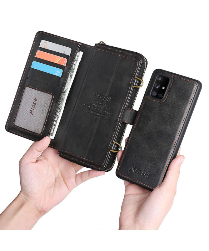 Coque Samsung Galaxy A71 5G Housse Portefeuille Détachable & Bandouliè